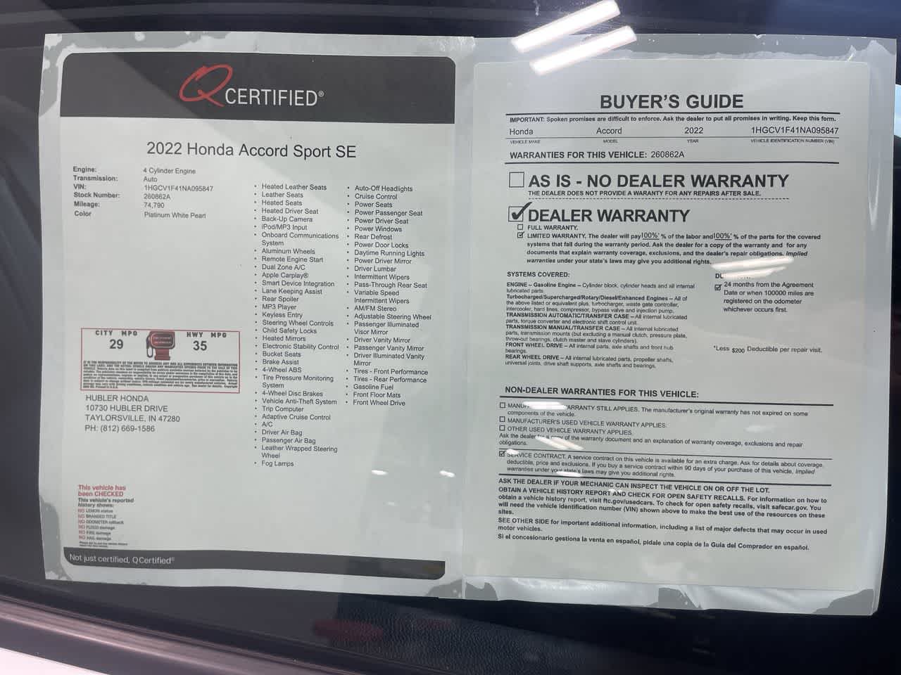 2022 Honda Accord Sport SE
