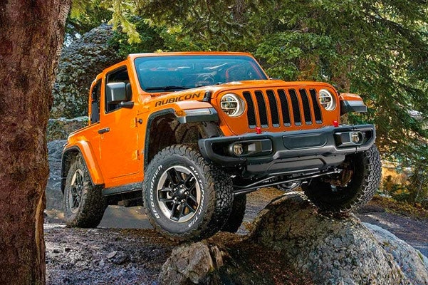 image of an orange Jeep